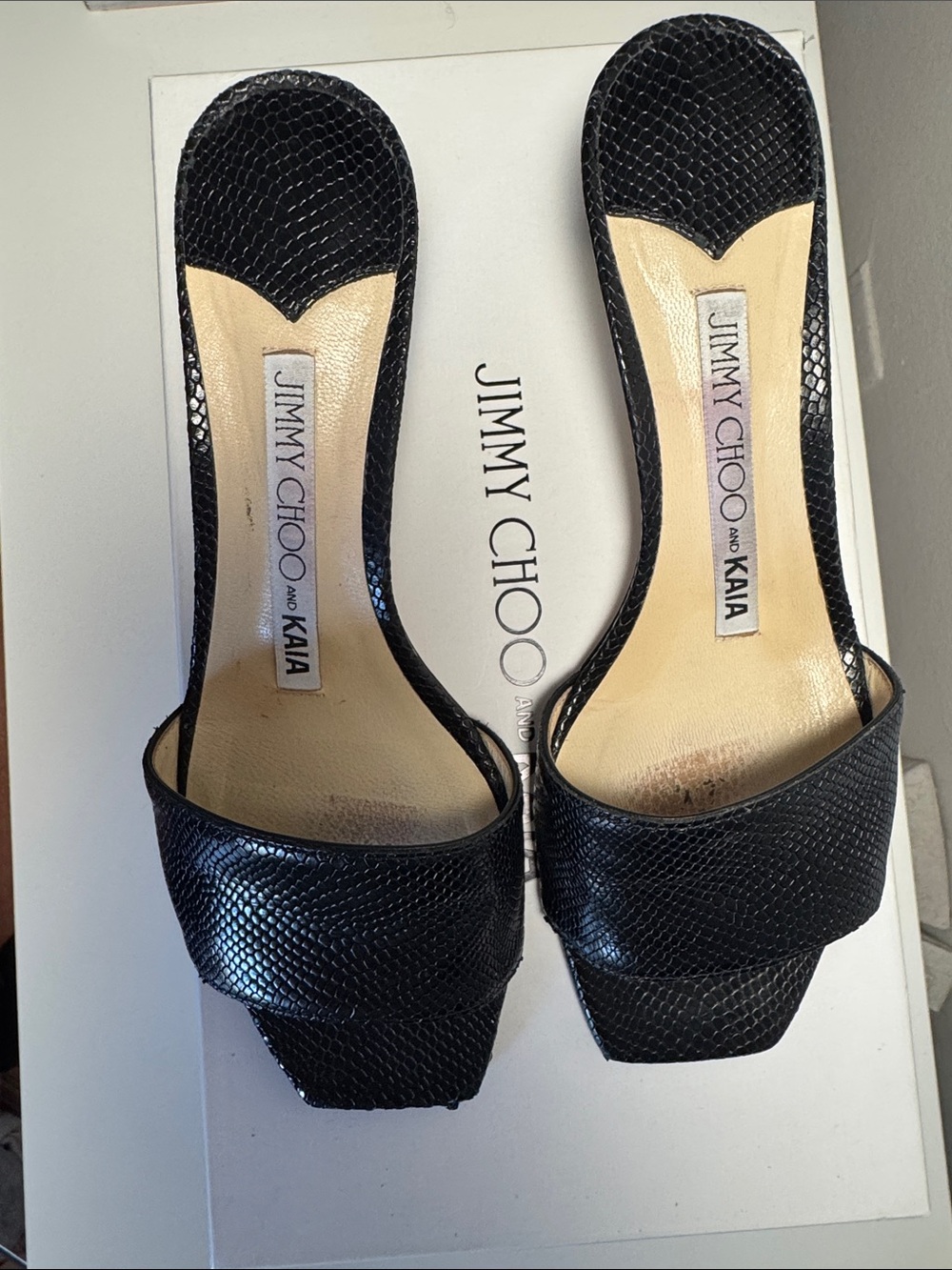 Jimmy Choo x Kaia Gerber Black Leather Slide Heels - Picture 3 of 8